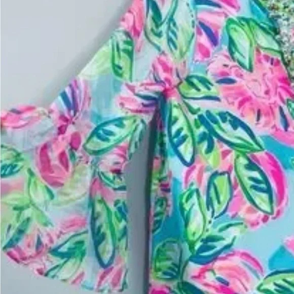 Lilly Pulitzer Eleanor Silk Dress with beaded detail XL - Picture 5 of 6